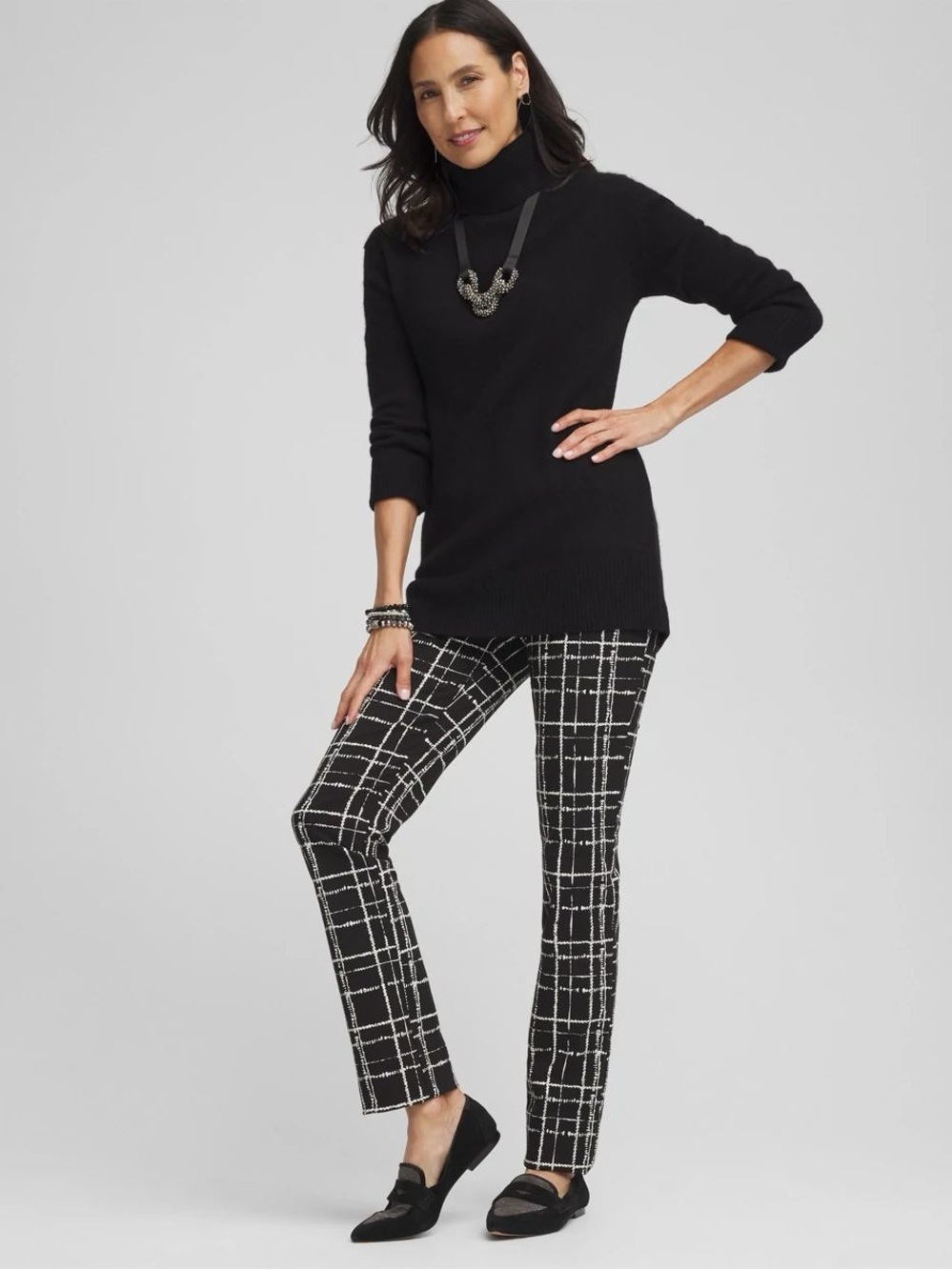 Black & White Plaid Slim Pants